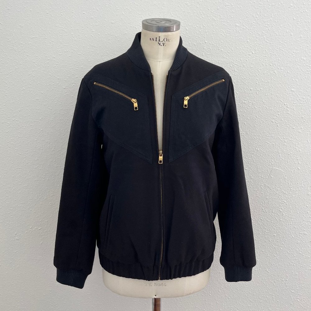 Closed Bomber Jacket - wool - navy - medium - 8 - blue